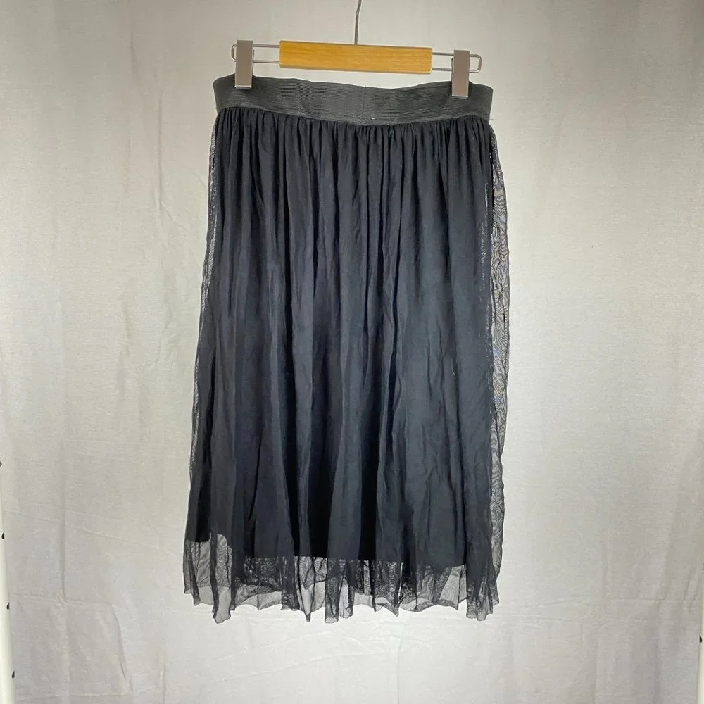 Ardene Black Tulle Mesh Midi Skirt Size M Elastic Waist - Picture 4 of 6